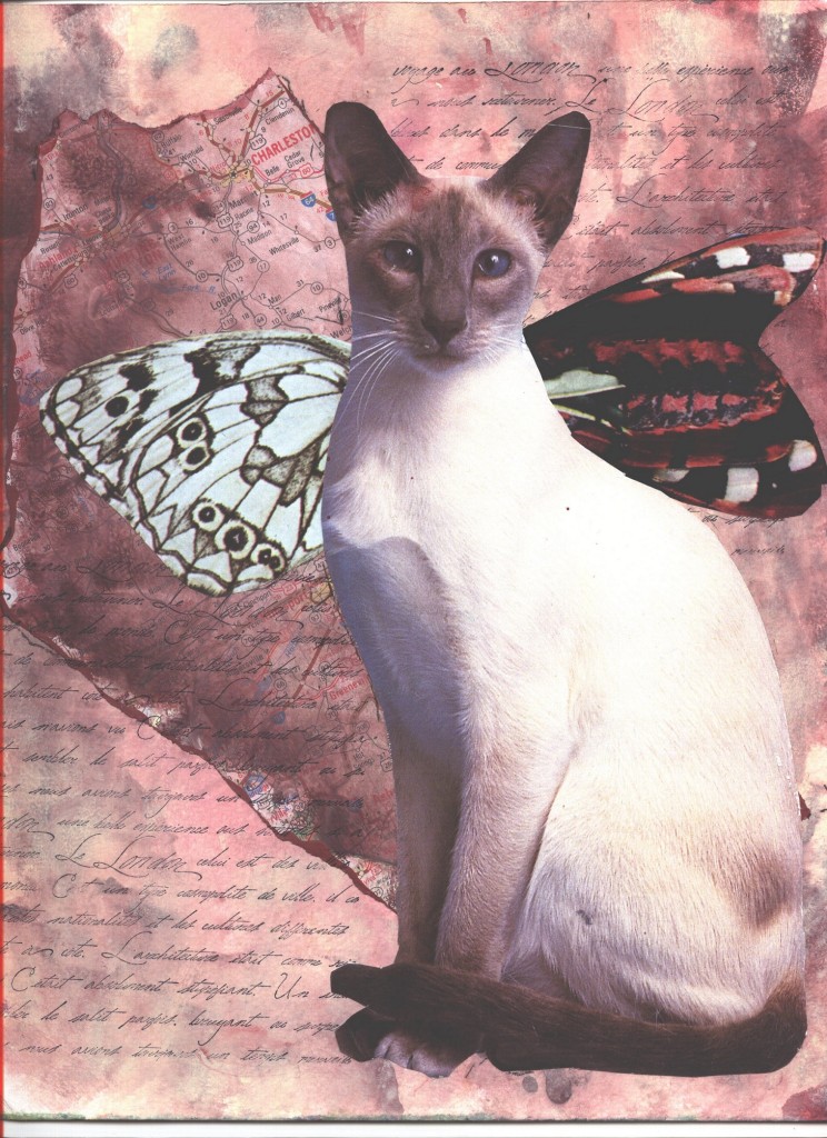 Cat Angel Collage Altered Book Collage